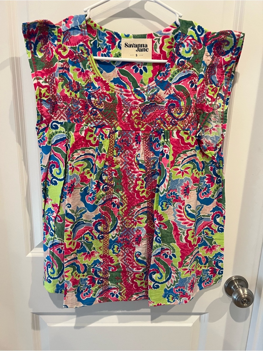 Savanna Jane Bright Multicolor Floral Sleeveless Blouse